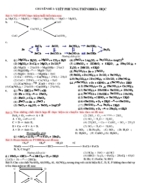 Chuyên đề 1 Viết phương trình hóa học - Môn hóa học 9